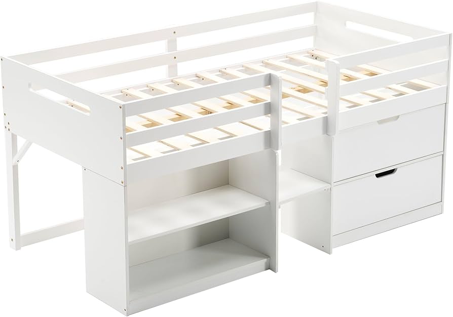 Amazon｜システムベッド ロータイプ 木製 ハシゴ付き ロフトベッド